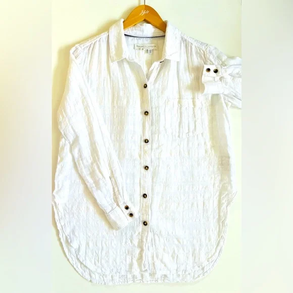 Anthropologie Pilcro Gauzy White Shirt• Sz 6 - Picture 3 of 9